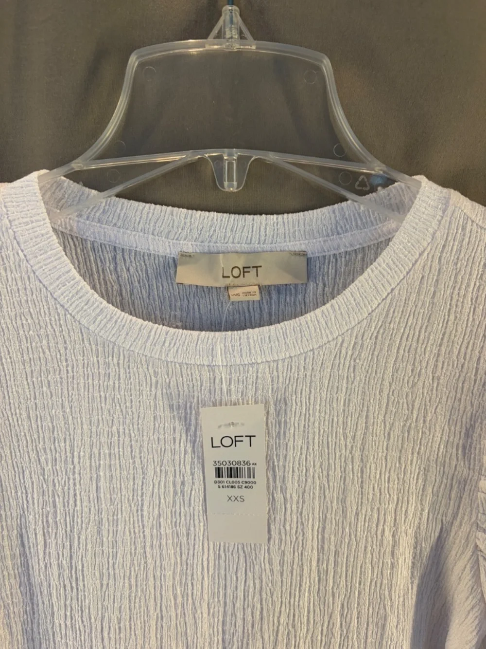 LOFT Short Puff Sleeve Blouse, White color Size XXS (NWT)